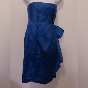J. Crew Royal Blue Strapless Dress with Side Bow Detail